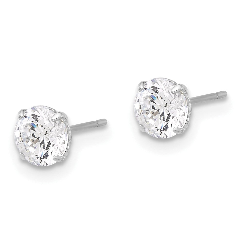 10K White Gold Polished 5mm CZ Stud Post Earrings