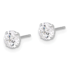 10K White Gold Polished 5mm CZ Stud Post Earrings