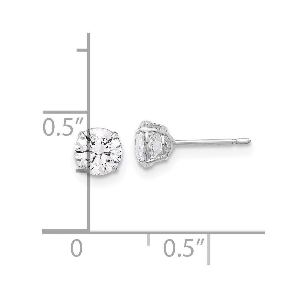 10K White Gold Polished 5mm CZ Stud Post Earrings