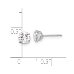 10K White Gold Polished 5mm CZ Stud Post Earrings