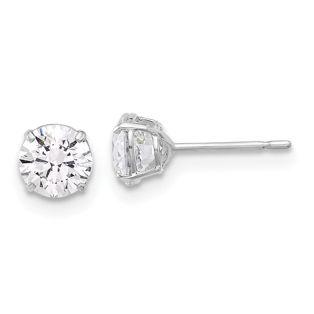 10K White Gold Polished 5mm CZ Stud Post Earrings