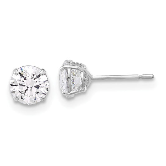 10K White Gold Polished 5mm CZ Stud Post Earrings