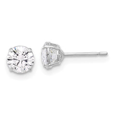 10K White Gold Polished 5mm CZ Stud Post Earrings