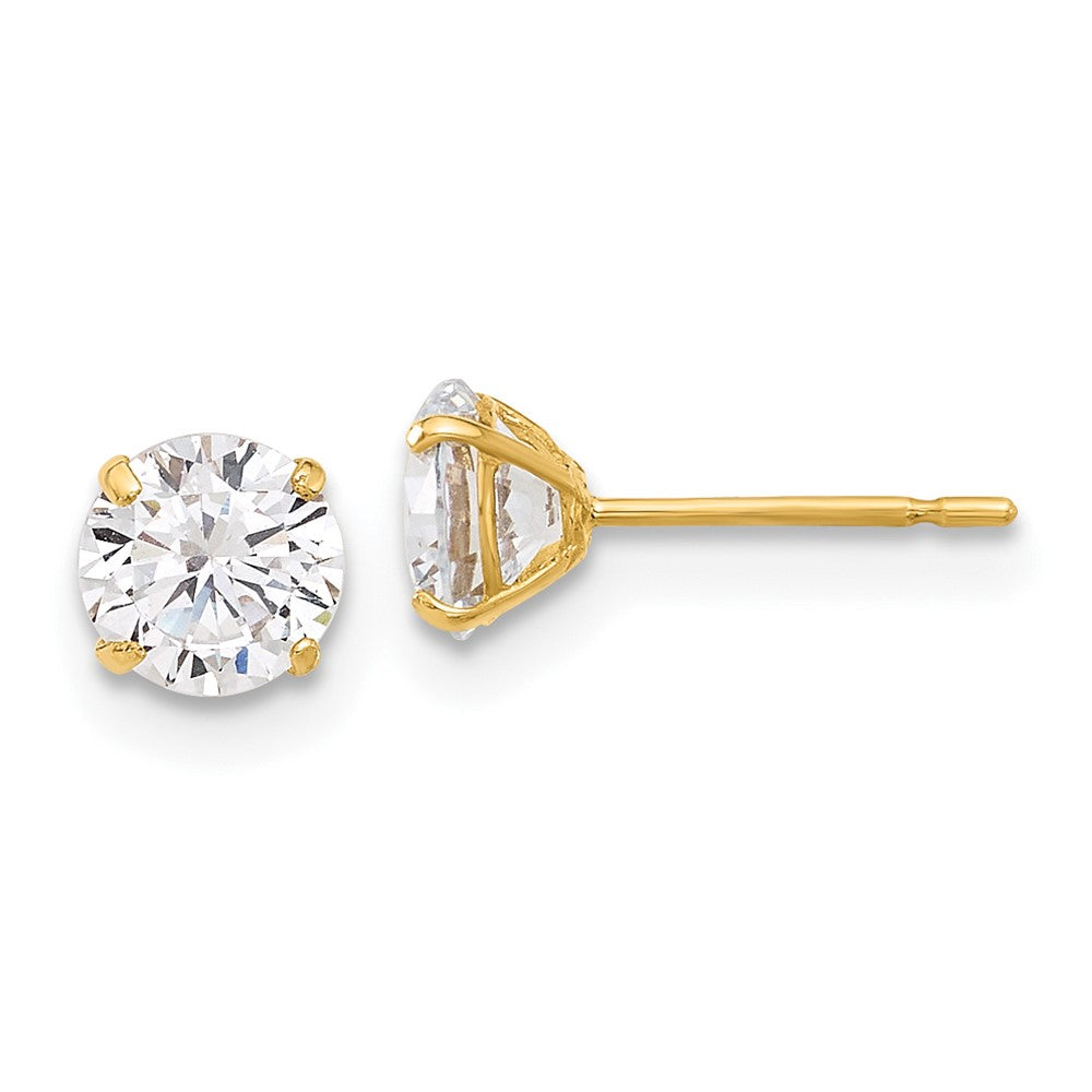 10K Yellow Gold Polished 5mm CZ Stud Post Earrings