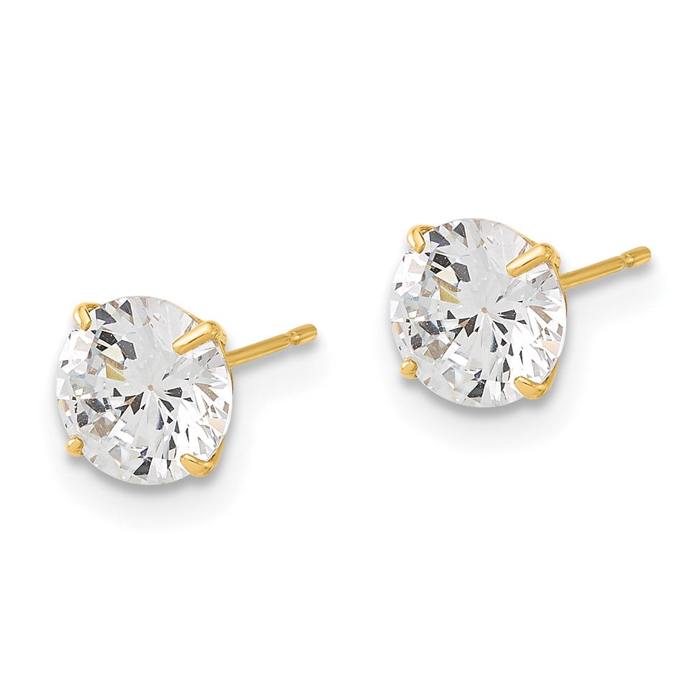 10K Yellow Gold Polished 6mm CZ Stud Post Earrings