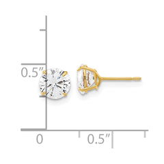 10K Yellow Gold Polished 6mm CZ Stud Post Earrings