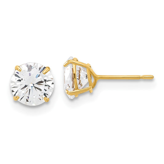 10K Yellow Gold Polished 6mm CZ Stud Post Earrings