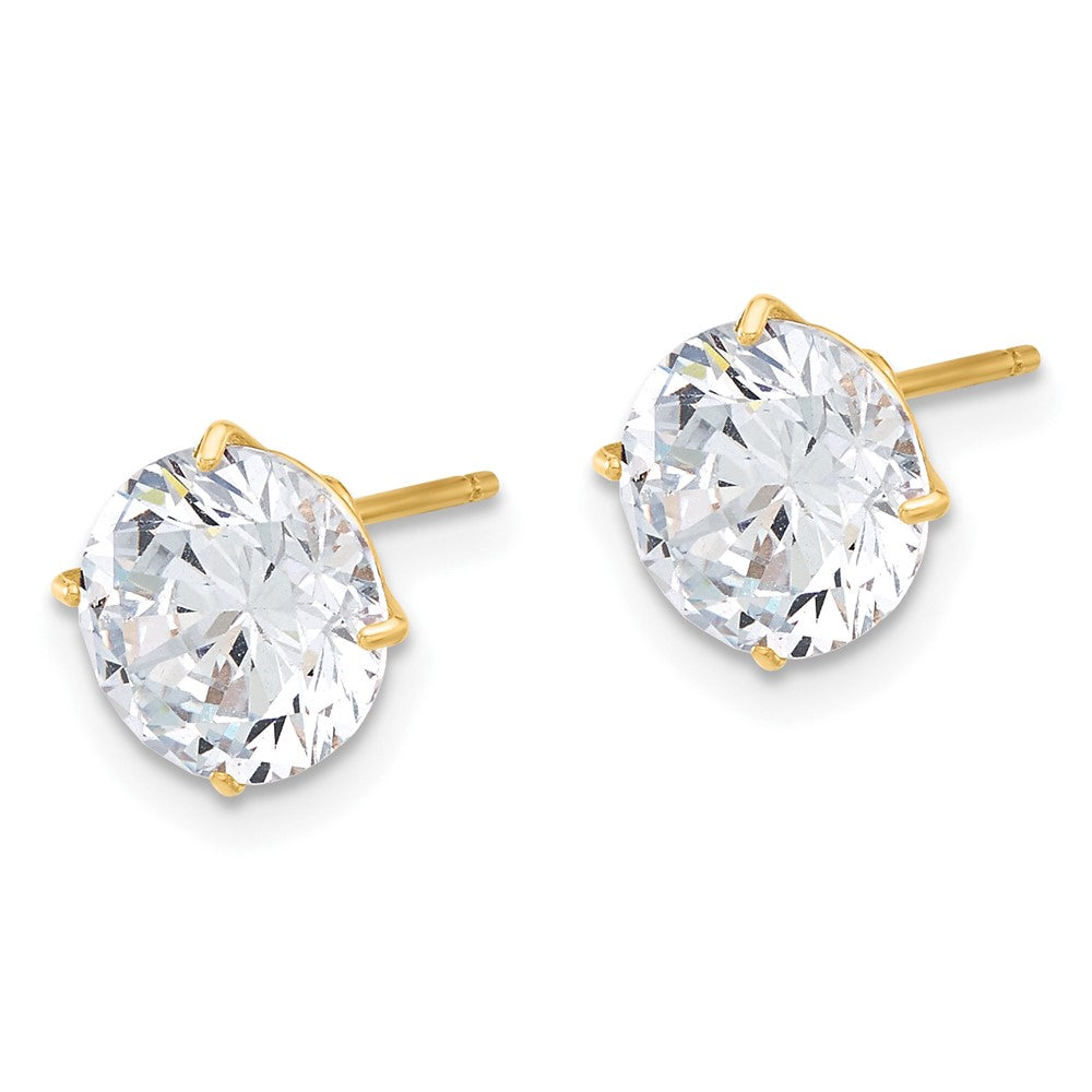 10K Yellow Gold Polished 8mm CZ Stud Post Earrings