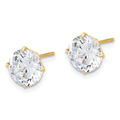 10K Yellow Gold Polished 8mm CZ Stud Post Earrings