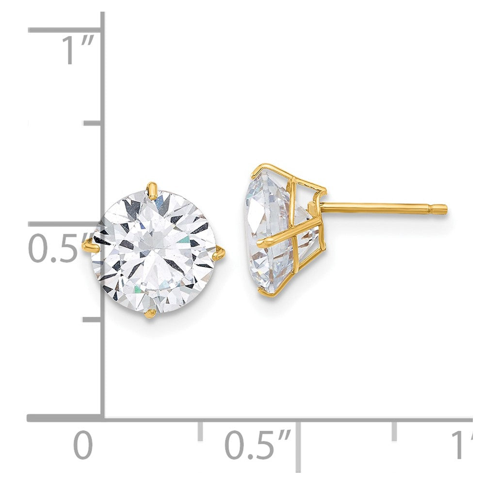 10K Yellow Gold Polished 8mm CZ Stud Post Earrings