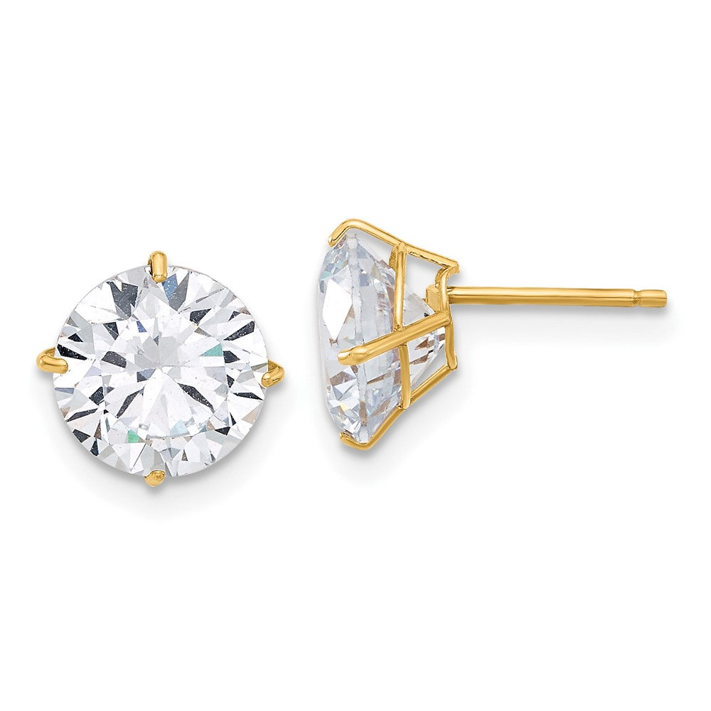 10K Yellow Gold Polished 8mm CZ Stud Post Earrings