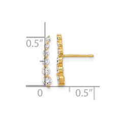10K Yellow Gold Polished Curved Bar CZ Post Earrings