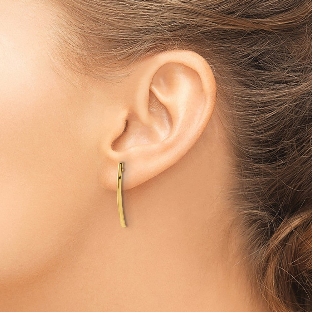 10K Yellow Gold Polished Bar Post Earrings