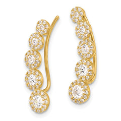 10K Yellow Gold Polished CZ Ear Climbers