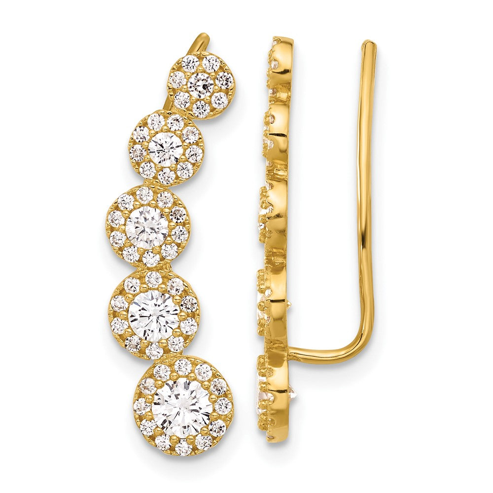 10K Yellow Gold Polished CZ Ear Climbers
