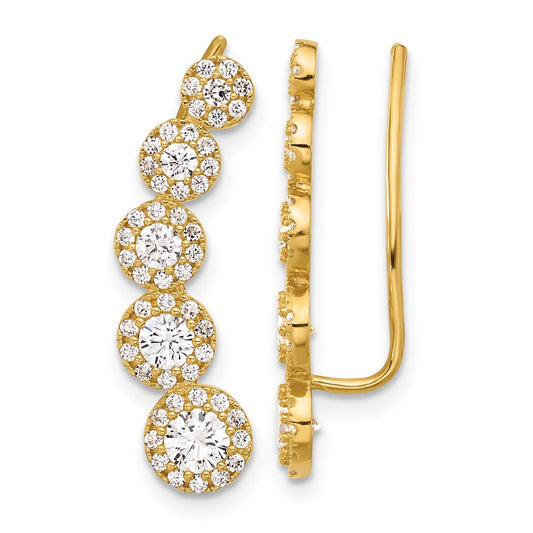 10K Yellow Gold Polished CZ Ear Climbers