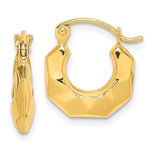 10K Yellow Gold Fancy Small Hoop Earrings
