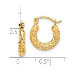 10K Yellow Gold Fancy Small Hoop Earrings