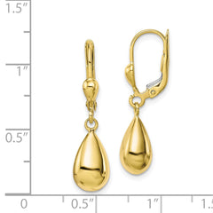 10K Yellow Gold Polished Fancy Dangle Leverback Earrings