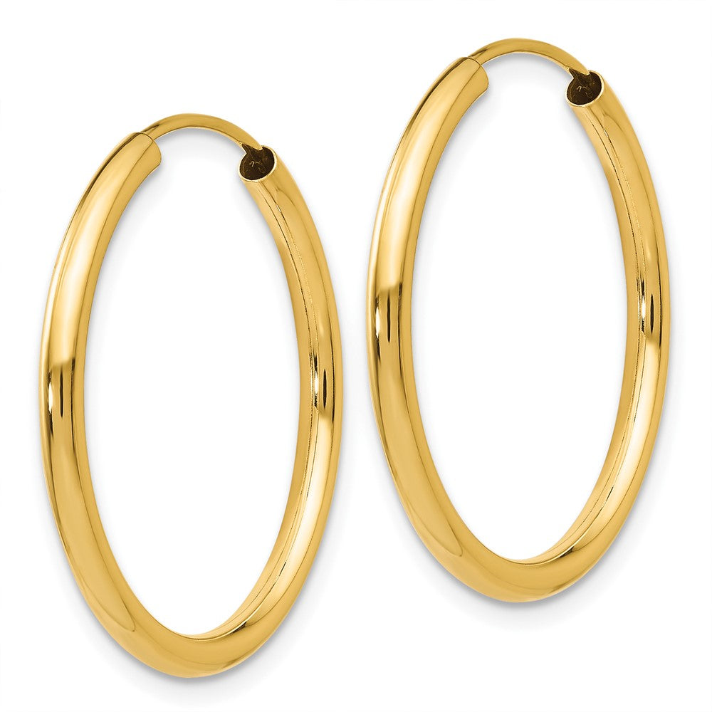 10K Yellow Gold Polished Round Endless 2mm Hoop Earrings