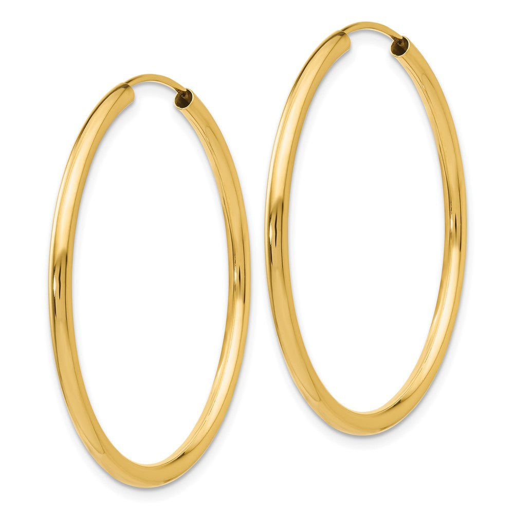 10K Yellow Gold Polished Round Endless 2mm Hoop Earrings