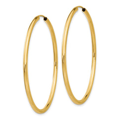 10K Yellow Gold Polished Round Endless 2mm Hoop Earrings