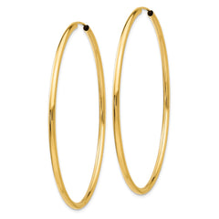 10K Yellow Gold Polished Round Endless 2mm Hoop Earrings