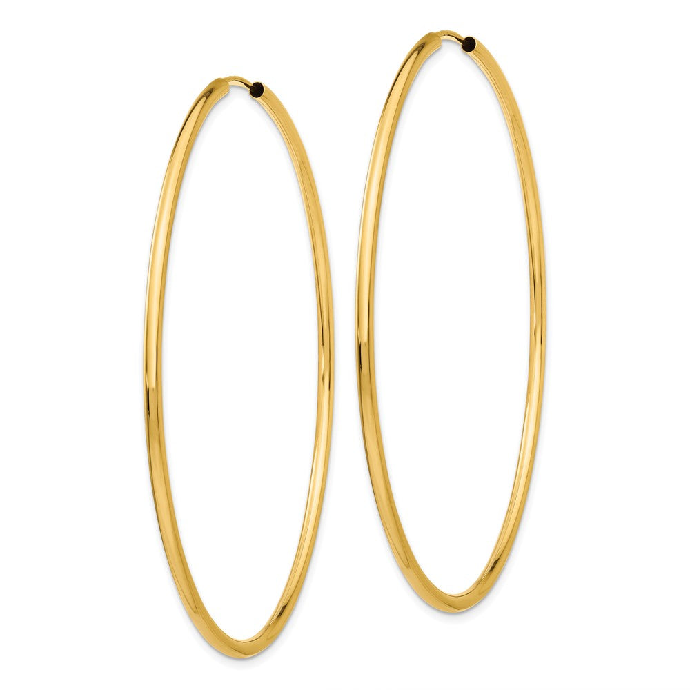 10K Yellow Gold Polished Round Endless 2mm Hoop Earrings
