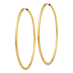 10K Yellow Gold Polished Round Endless 2mm Hoop Earrings