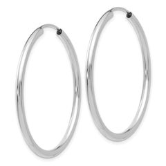 10K White Gold Polished Endless 2mm Hoop Earrings