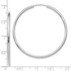 10K White Gold Polished Endless 2mm Hoop Earrings