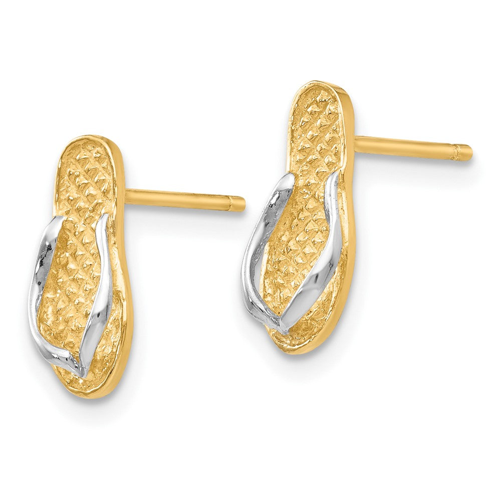 10K Yellow Gold & Rhodium Flip Flop Earrings