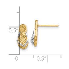 10K Yellow Gold & Rhodium Flip Flop Earrings
