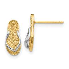 10K Yellow Gold & Rhodium Flip Flop Earrings