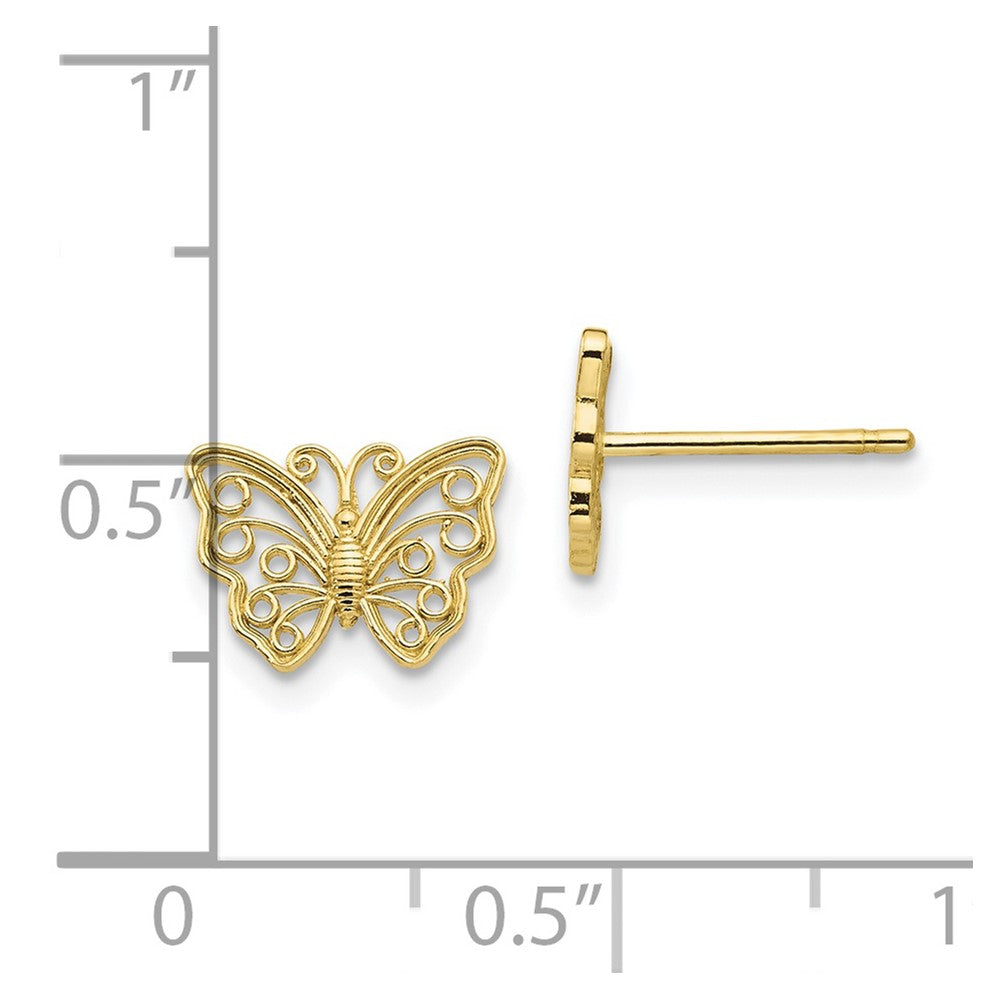 10K Yellow Gold Butterfly Post Earrings