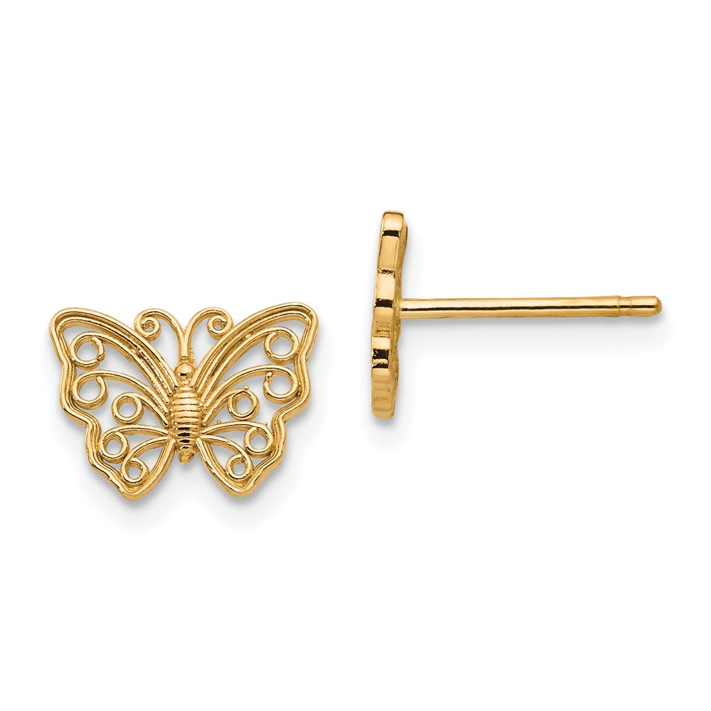 10K Yellow Gold Butterfly Post Earrings