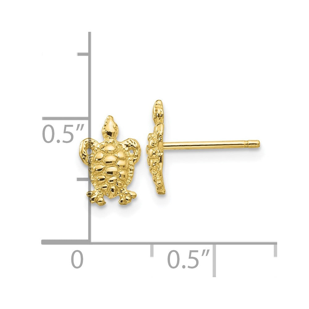 10K Yellow Gold Mini Turtle Post Earrings