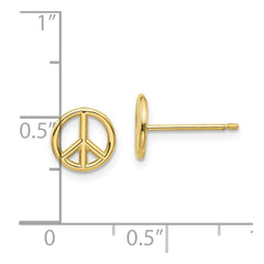 10K Yellow Gold Polished Peace Symbol Post Earrings