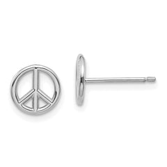 10K White Gold Polished Peace Symbol Post Earrings