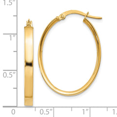 10K Yellow Gold 3mm Oval Hoop Earrings