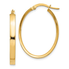 10K Yellow Gold 3mm Oval Hoop Earrings