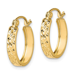 10K Yellow Gold Diamond-cut Square Tube Hoop Earrings