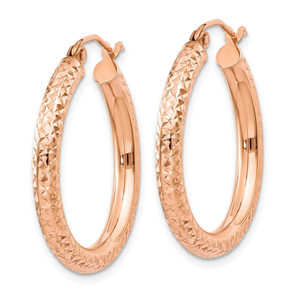 10K Rose Gold 3mm Diamond-cut Hoop