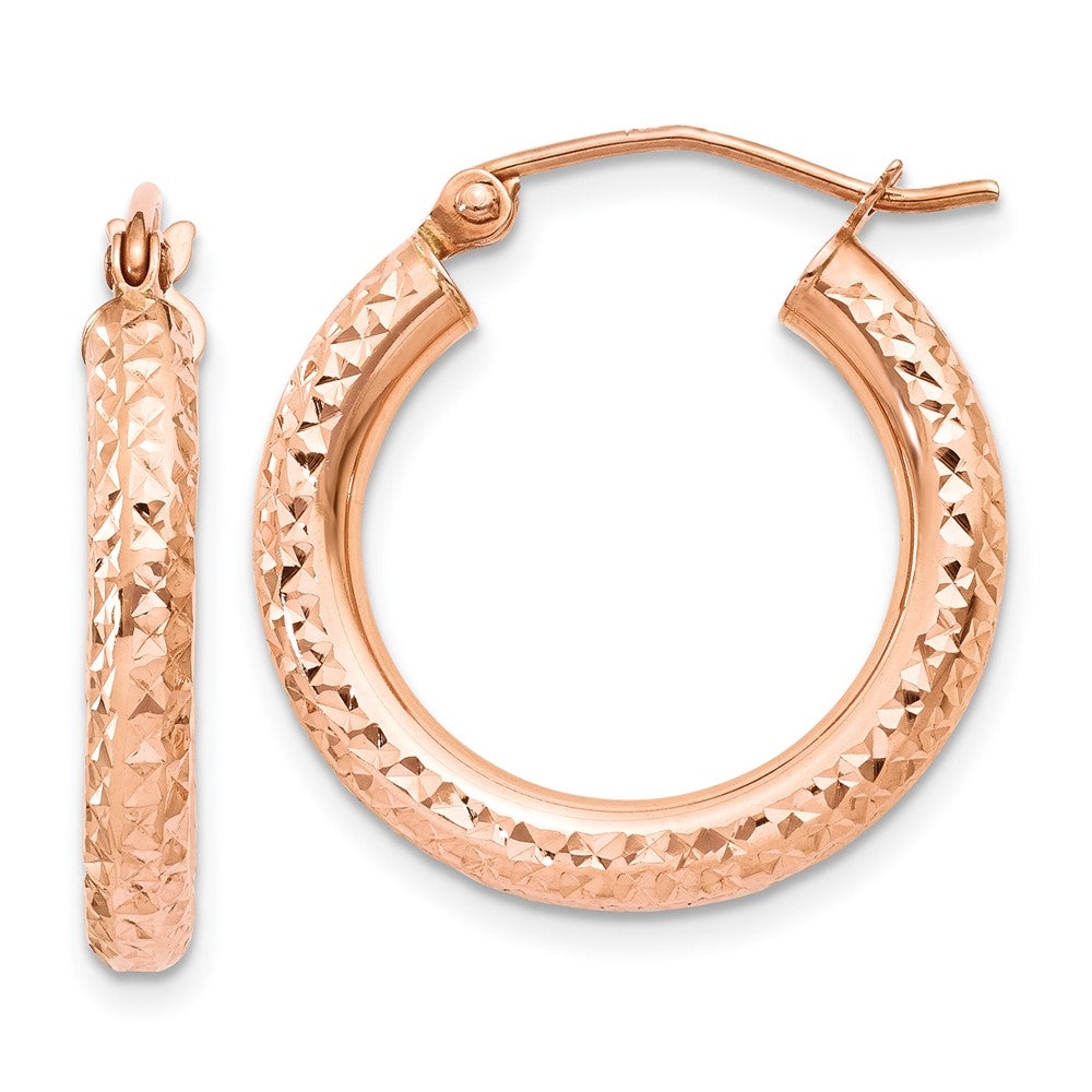 10K Rose Gold 3mm Diamond-cut Hoop