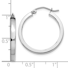 10K White Gold 2x3mm Rectangle Tube Hoop