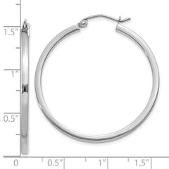 10K White Gold 2mm Square Tube Hoops
