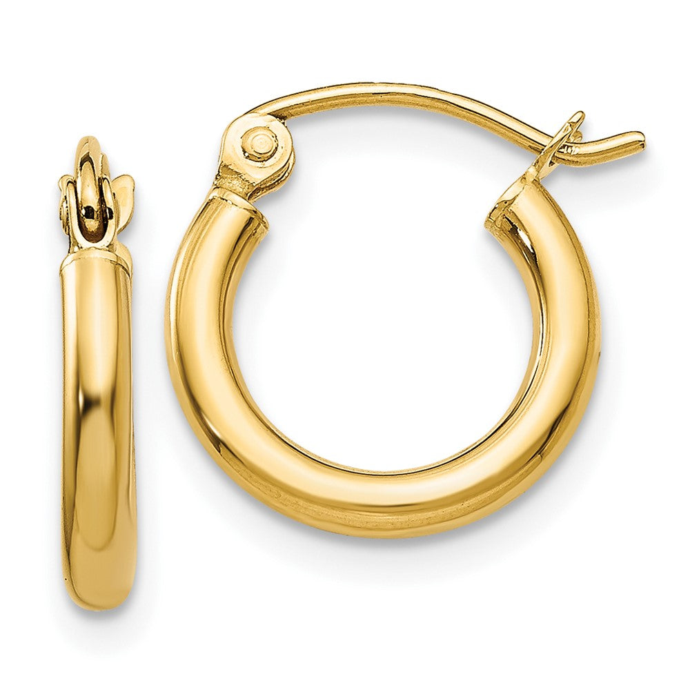 10K Yellow Gold Polished 2mm Tube Hoop Earrings
