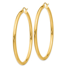 10K Yellow Gold Polished 3mm Tube Hoop Earrings
