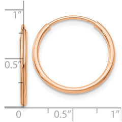 10K Rose Gold Polished Endless Tube Hoop Earrings