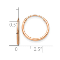 10K Rose Gold Polished Endless Tube Hoop Earrings